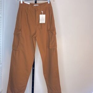 NEW…Brown long woven cargo pants size XS (small) from Forever21